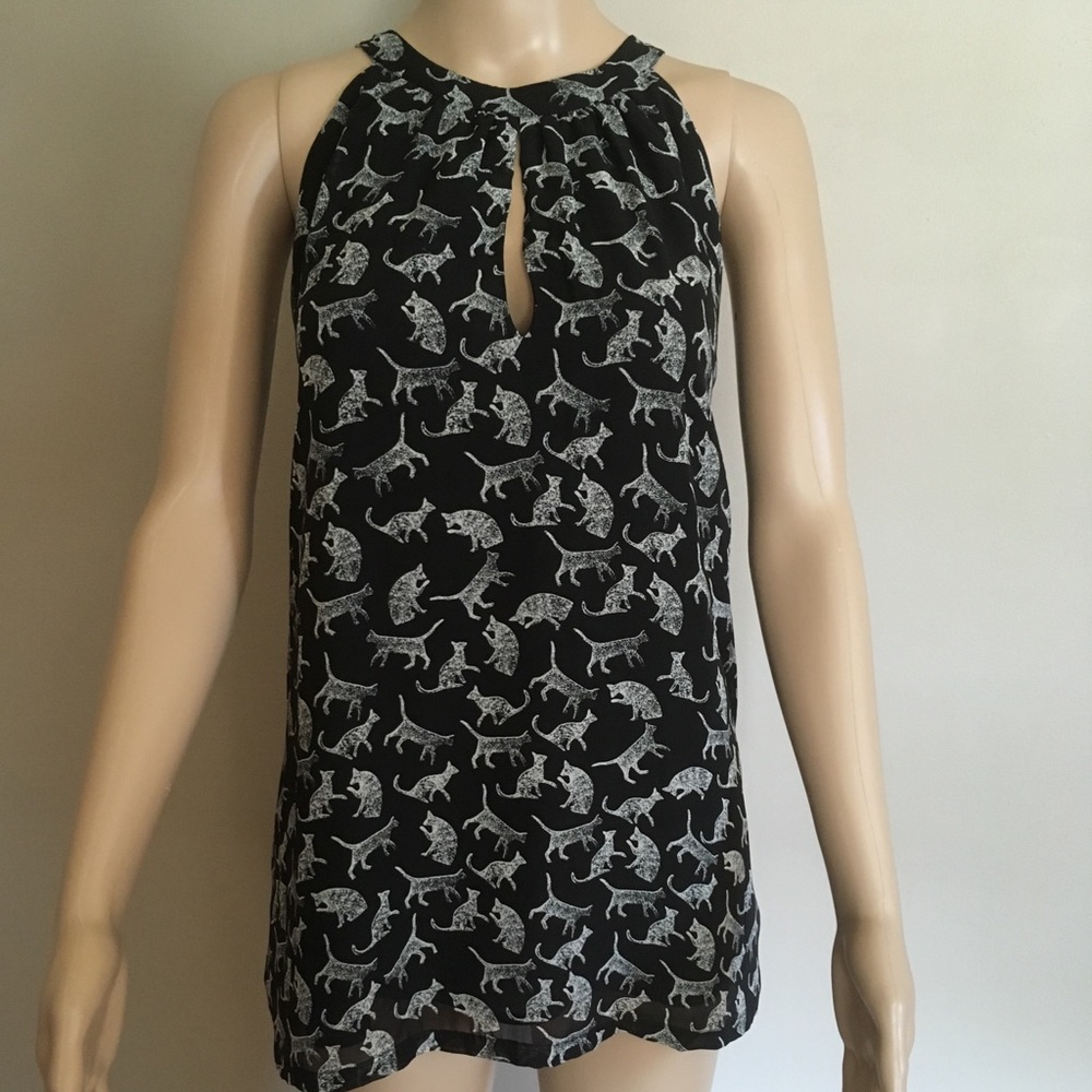 Sleeveless cat print blouse from Banana Republic